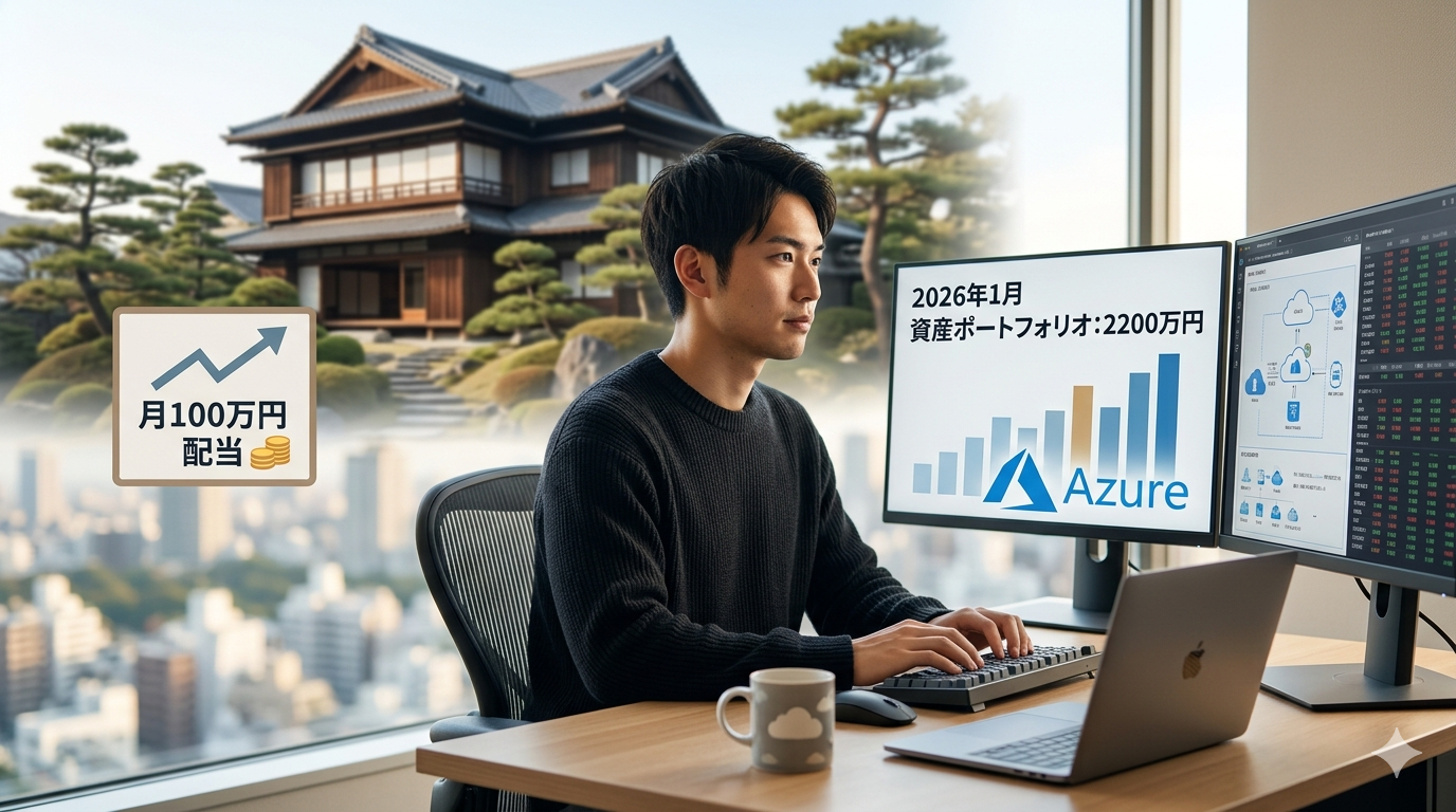 3億円の家と月100万円の配当を目指す、フリーランスAzureエンジニアの2026年1月時点の資産ポートフォリオ（2200万円）を象徴するイメージ画像